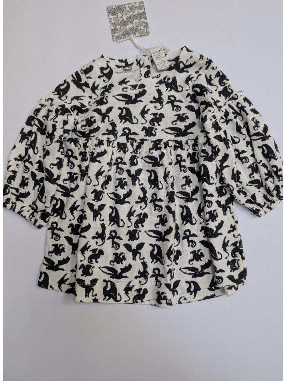 Kate Quinn Organic Cotton Long Sleeve Black Dragons Dress 12-18 Spooky Halloween
